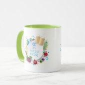 Mug Happy Shavuot - texte hébreu, cadeau de fête juive (Devant gauche)
