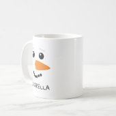 Mug Happy Snowman visage Nom personnalisé (Devant gauche)