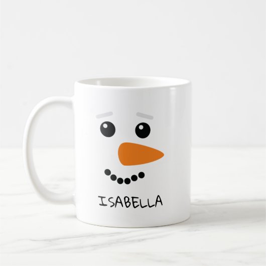 Mug Happy Snowman visage Nom personnalisé (Gauche)