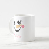 Mug Happy Snowman visage Personnalisé Nom Fête (Devant gauche)