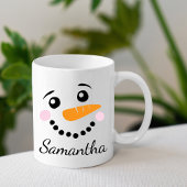 Mug Happy Snowman visage Personnalisé Nom vacances