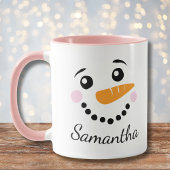 Mug Happy Snowman visage Personnalisé Nom vacances