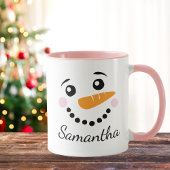 Mug Happy Snowman visage Personnalisé Nom vacances