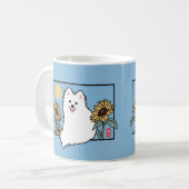 Mug Happy Spitz Dog avec Summe Sunflowers (Devant gauche)