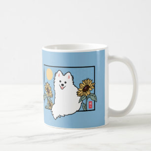 Mug Happy Spitz Dog avec Summe Sunflowers
