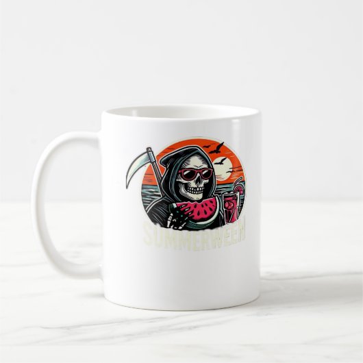 Mug Happy Summerween Grim Reaper Watermelon Summer Hal (Gauche)