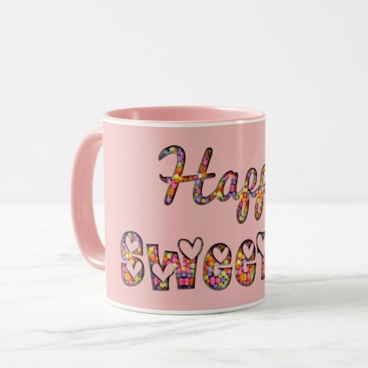 Mug Happy Sweet 16 mignonne Candy Typographie (Devant gauche)