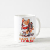 Mug Happy Tails On Trails Funny Dog Trailing Camping L (Devant droit)