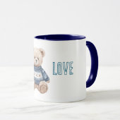 Mug Happy Teddy Bear Blue Sweater Love (Devant droit)