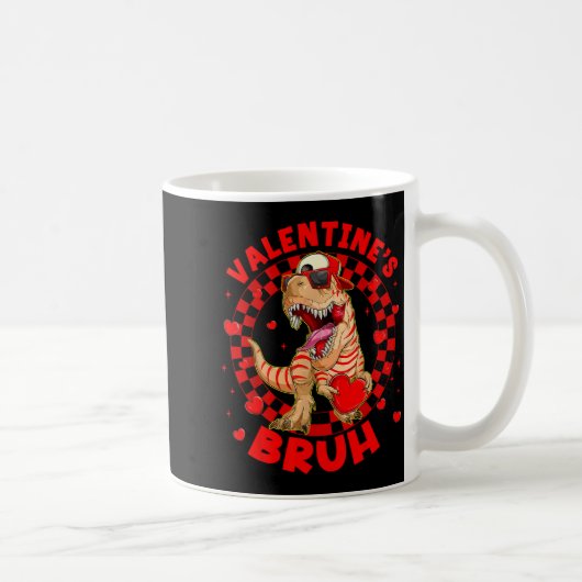 Mug Happy Valentine's Bruh Funny Dinosaur Valentine Me (Droite)
