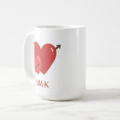 Mug Happy valentines cute love hearts monogram (Devant gauche)