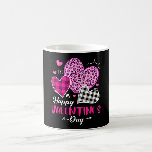 Mug Happy Valentine's Day Leopard And Plaid Hearts Gir (Centre)