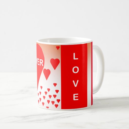 Mug Happy Valentine's Day Text Forever Love Hearts Red (Devant droit)