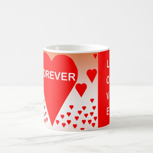 Mug Happy Valentine's Day Text Forever Love Hearts Red (Centre)