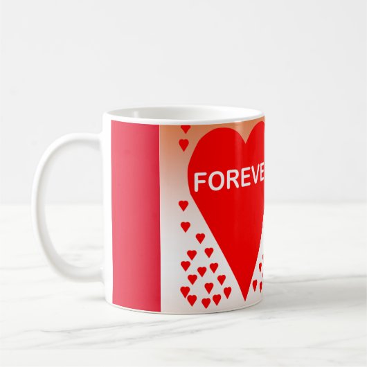 Mug Happy Valentine's Day Text Forever Love Hearts Red (Gauche)