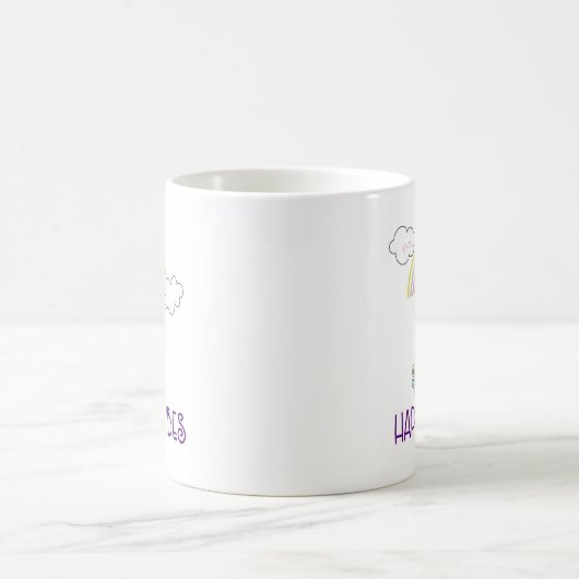 Mug Happy Vibes Typographie mignonne souriant Unicorn (Centre)