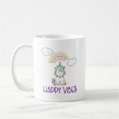 Mug Happy Vibes Typographie mignonne souriant Unicorn (Gauche)