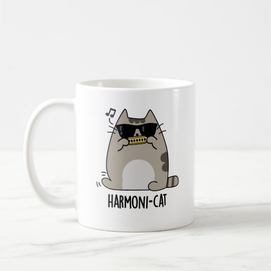 Mug Hari-cat Funny Harmonica Cat Pun (Gauche)