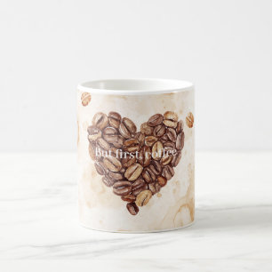 Mug Haricots De Café Crème D'abord Cœur