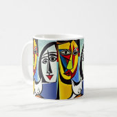 Mug Harmonie Abstraite : Couple avec chat (Devant gauche)