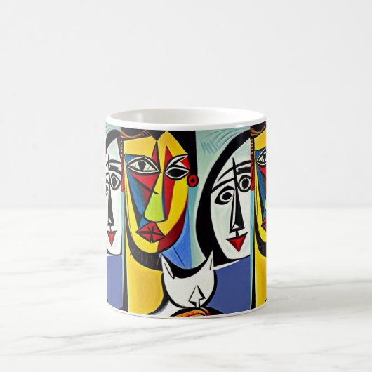 Mug Harmonie Abstraite : Couple avec chat (Centre)