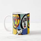 Mug Harmonie Abstraite : Couple avec chat (Gauche)