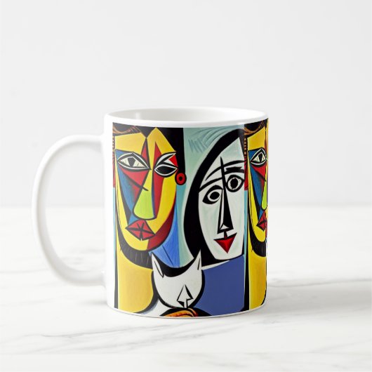 Mug Harmonie Abstraite : Couple avec chat (Gauche)