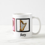Mug Harpe d'amour pour la paix<br><div class="desc">Harpe d'amour de la paix. Un cadeau mignon pour un harpiste qui aime jouer du clavecin. Un beau musicien présent.</div>