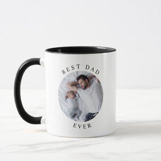 Mug HARPER Modern Round Photo Best Papa Ever Café (Gauche)