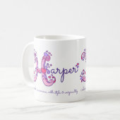 Mug Harper nom signifiant fleur cardiaque H monogramme (Devant gauche)