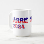 Mug Harris 2024 Président Démocrate USA Texte du drape (Devant gauche)