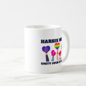 Mug Harris Walz Unité de division LGBTQ Bleu foncé (Devant droit)