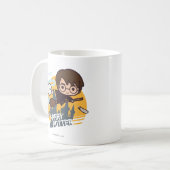 Mug Harry et Hedwig en cartoon volant devant Poudlard (Devant gauche)
