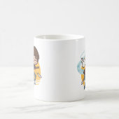 Mug Harry et Hedwig en cartoon volant devant Poudlard (Centre)