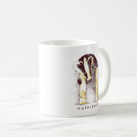 Mug Harry Potter | Aquarelle Badger HUFFLEPUFF™ (Devant droit)
