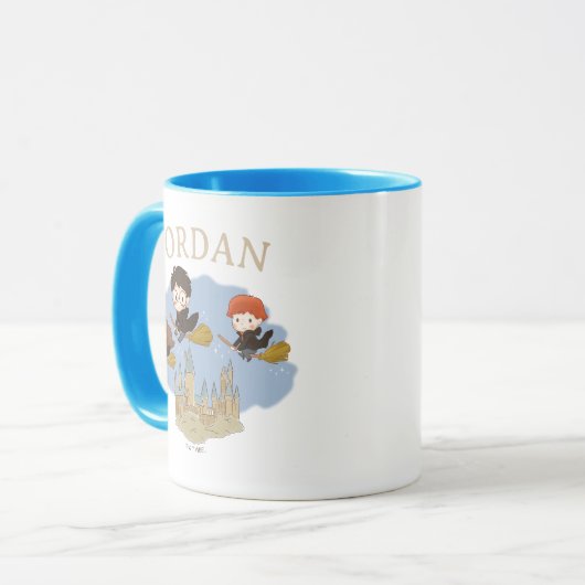 Mug HARRY POTTER™, Hermione, & Ron Fly Over HOGWARTS™ (Devant gauche)