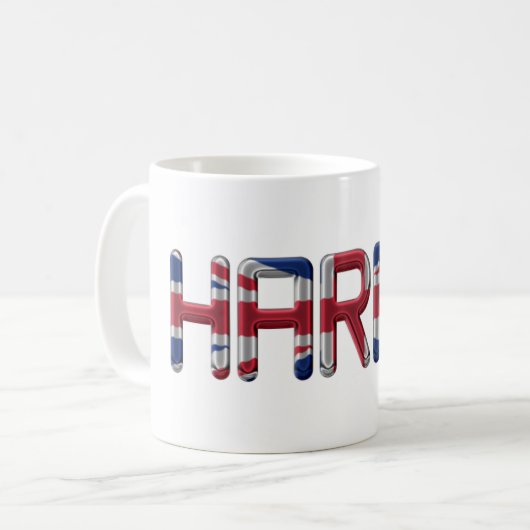 Mug Harry UK Nom du drapeau Union Jack Typographie (Devant gauche)