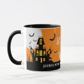 Mug Haunted Halloween Maison Vampire chauve chat noir (Gauche)