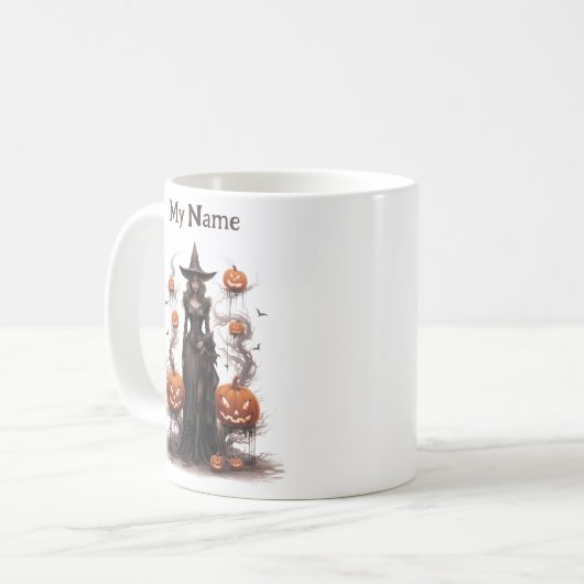 Mug Haunted Name Magic : Halloween Witch Customisée Co (Devant gauche)