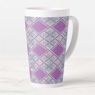 MUG HAUTEUR CAFE AU LAIT EN MAILLE ARGYLE LILAS