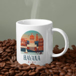 Mug Havana Cuba Île Vintage Minimal Retro City<br><div class="desc">Elégante et élégante tasse à café Havana Cuba Vintage présentant les célèbres bâtiments comme le capitole de la capitale cubaine. Belle idée cadeau souvenir cuba pour chaque jeune fille cubaine ou mec et touriste.</div>