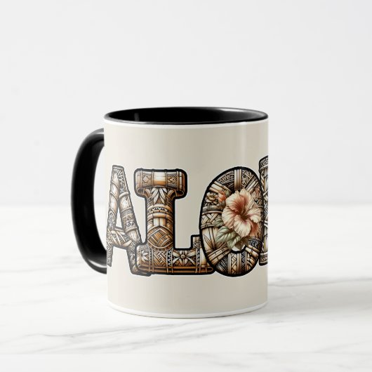 Mug Hawaïen Polynésien Aloha Bambou Look (Devant gauche)