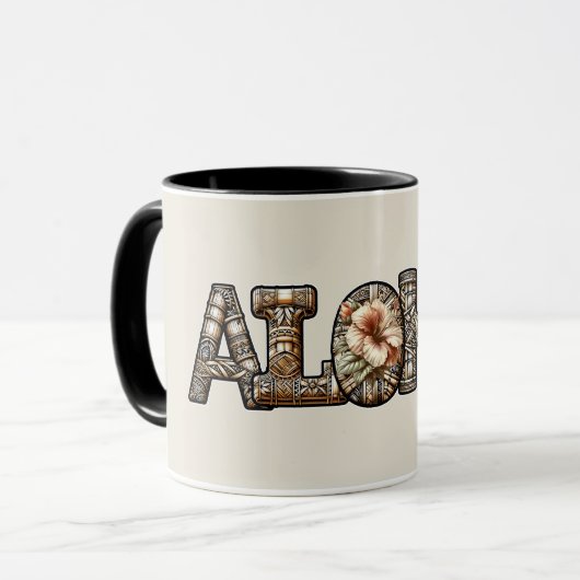 Mug Hawaïen Polynésien Aloha Bambou Look (Devant gauche)
