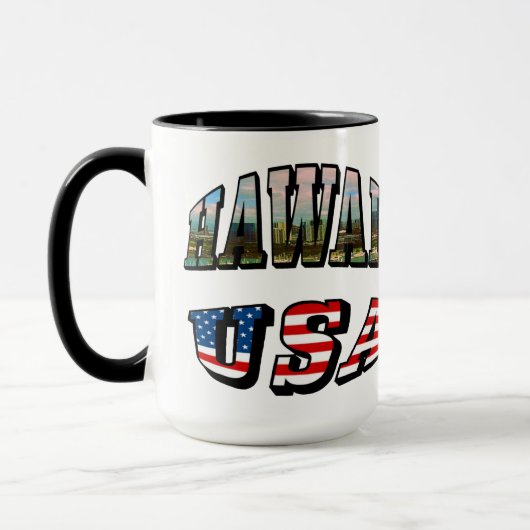 Mug Hawaii Picture et USA Flag Text (Gauche)