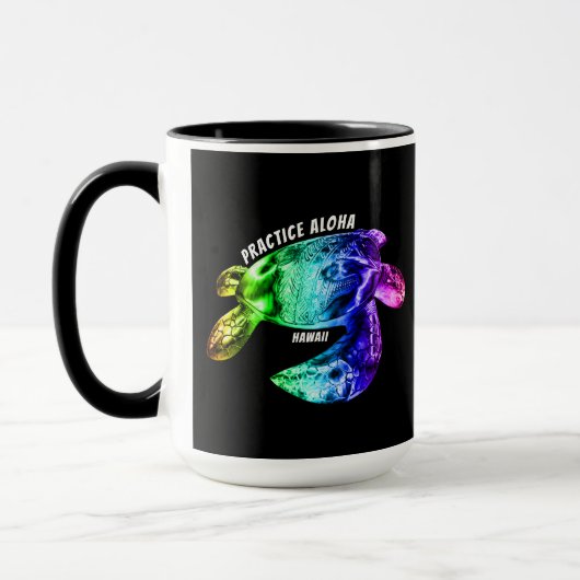 Mug Hawaii Practice Aloha - Tribal Honu Rainbow (Gauche)