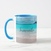 Mug Hawaii tropical bleu océan sable plage photo nom (Gauche)