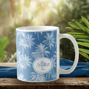 Mug Hawaiian Palm Tree Silhouette Motif Blue ID1093