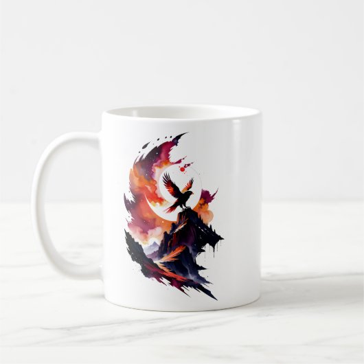 Mug Hawk sur paysage Abstrait aquarelle (Gauche)