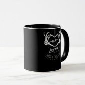 Mug Hé, Boo ! Happy Halloween Skeleton Hand Heart Clas (Devant droit)