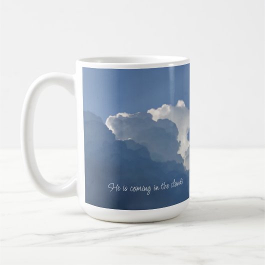 Mug He is Coming in the Clouds Christian Quote (Gauche)